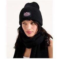 Juicy Couture Crest Scarf/Beanie Set - Black