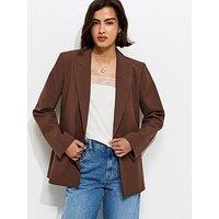 New Look Single Breasted Blazer Jacket - Brown