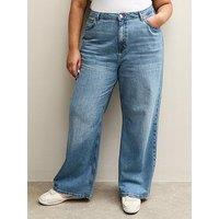New Look Curves Bonnie Slouchy Wide Leg Jeans - Light Blue
