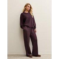 New Look Premium Elasticated Waist Wide Leg Joggers - Burgundy