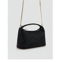 Mango Handbag With Rhinestones - Black