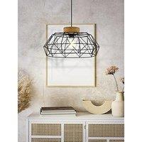 Eglo Padstow Geometric Black Wire Steel & Wood Pendant
