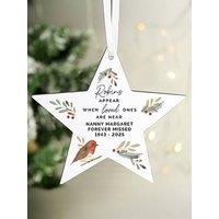 The Personalised Memento Company Personalised Robin Memorial Star Ornament