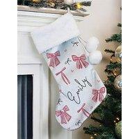 The Personalised Memento Company Personalised Pink Bow Christmas Stocking