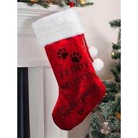 The Personalised Memento Company Personalised Santa Paws Christmas Red Stocking