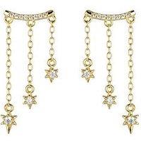 The Love Collection Gold Plated Sterling Silver Triple Star Dropper Earrings