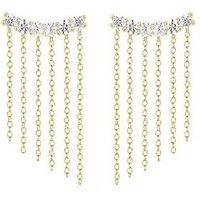 The Love Collection Gold Plated Sterling Silver Waterfall Cz Dropper Earrings