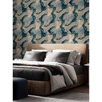 Arthouse Abstract Marble Teal/Gold Wallpaper