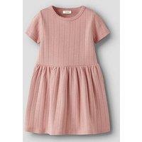 Lil Atelier Mini Girls Short Sleeve Jersey Dress - Pink
