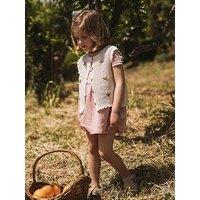 Lil Atelier Mini Girls Floral Embroidered Knitted Vest - Cream