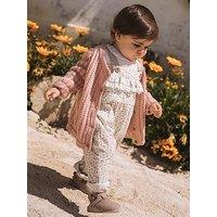 Lil Atelier Baby Girls Woven Floral Dungarees - Cream