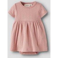 Lil Atelier Baby Girls Short Sleeve Jersey Pointelle Body Dress - Pink