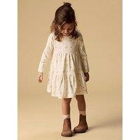 Lil Atelier Mini Girls Floral Long Sleeve Jersey Dress - Cream