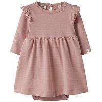 Lil Atelier Baby Girls Jersey Pointelle Long Sleeve Body Dress - Pink