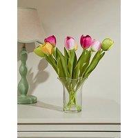 The Very Collection 32Cm Tulips In Frilled Glass Vase