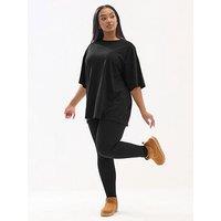 Yours Curve Top And Legging Set - Black