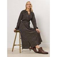 Long Tall Sally Spot Midaxi Dress - Black