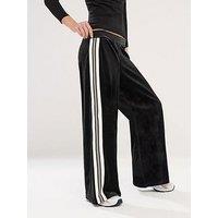 Pixiegirl Petite Velour Side Stripe Wide Leg Trouser - Black