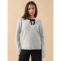 Pixiegirl Petite Lace Collar Jumper - Grey