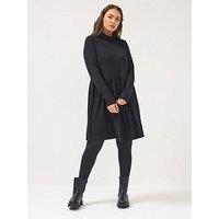 Yours Curve Turtle Neck Peplum Dress - Black