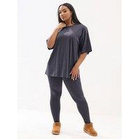 Yours Curve Top And Legging Set - Grey