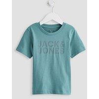 Jack & Jones Mini Younger Boys Corp Logo Short Sleeve T-Shirt - Mineral Blue