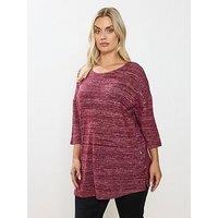 Yours Curve Knitted Side Button Top - Red