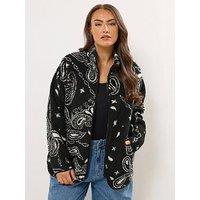 Yours Curve Borg Zip Through Fleece - Black