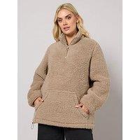 Yours Curve Sherpa Borg Fleece - Brown