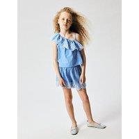 Name It Girls Chambray Embroidered Co-Ord Shorts - Blue