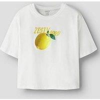 Name It Girls Lemon Short Sleeve Tshirt - White