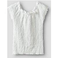 Name It Girls Crinkle Bardot Top - White