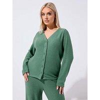 Yours Curve Button Thru Cardigan - Green