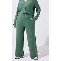 Yours Curve Wide Leg Lounge Trouser - Green