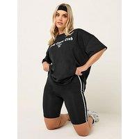 Yours Curve Side Stripe Short - Black