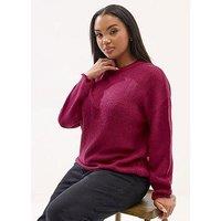 Yours Curve Yarn Stripe Jumper - Pink