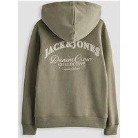 Jack & Jones Junior Boys Back Print Relaxed Hoody - Khaki