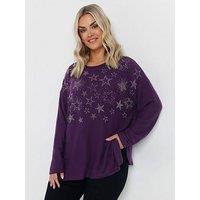 Yours Curve Star Embellished Jumper - Purple