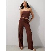 The Very Collection Crinkle Co Ord Trousers - Brown