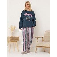 Yours Curve Sunday Brunch Club Lounge Set - Green