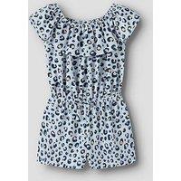 Name It Girls Leopard Print Woven Playsuit - Light Blue