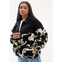 Yours Curve Borg Half Ribbon Fleece - Black