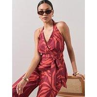 The Very Collection Zebra Halter Neck Co Ord Top