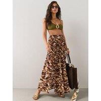 The Very Collection Animal Shirred Maxi Skirt Co Ord