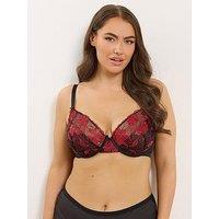 Yours Curve Embroidered Non Padded Bra - Red