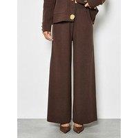 Apricot Knitted Wide Leg Trousers