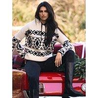 Mint Velvet Fairisle Knit Hoodie - Cream