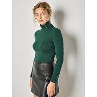 Apricot Turtle Neck Button Cuff Top