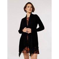 Apricot Ribbed Waterfall Crochet Edge Cardigan