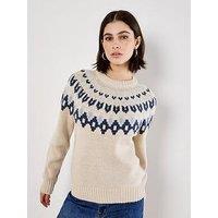 Apricot Fairisle Crew Neck Jumper